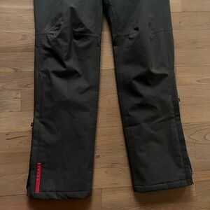 Prada Women's Black Straight Leg Pants with Red Accent